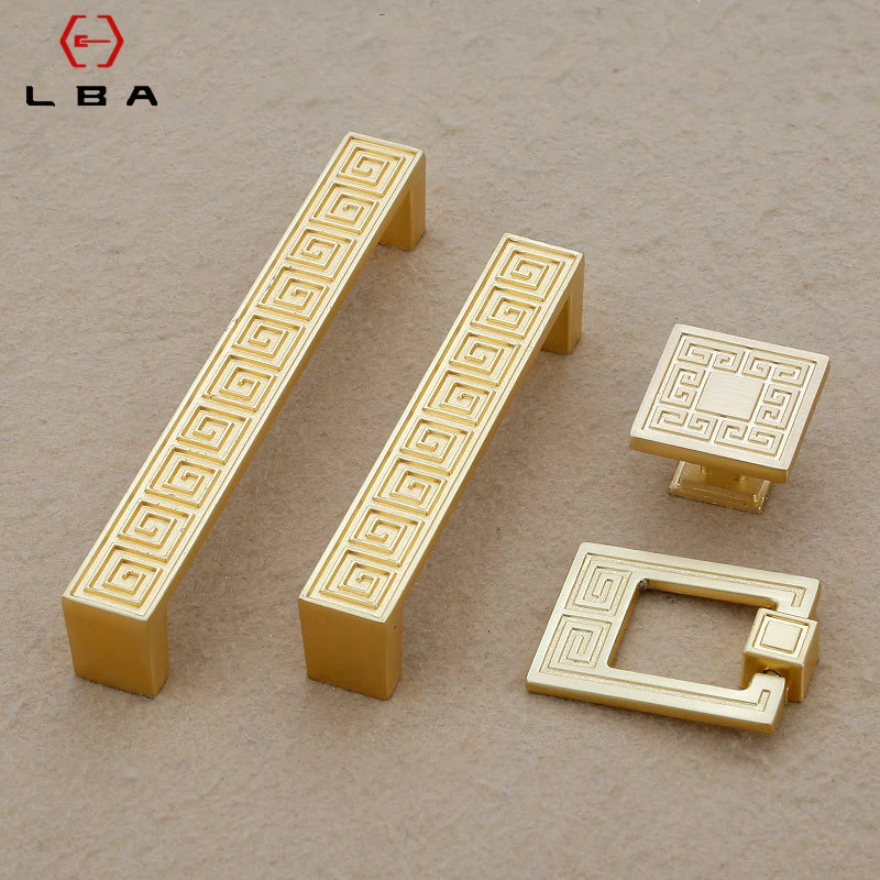 

Gold Door Handles Zinc Alloy Cabinet Handle Drawer Knobs Chinese Classical Wardrobe Pulls Kitchen Handle Furniture Hardware