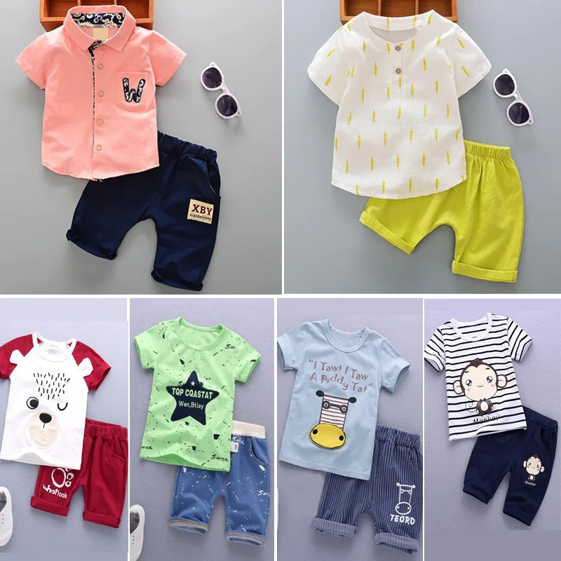 

Baby Boys Clothes Set T-Shirt Short Pants 2 Pcs Suits Summer Children Clothing Boys Clothes Kids Cotton Comfortable Cartoon Sets
