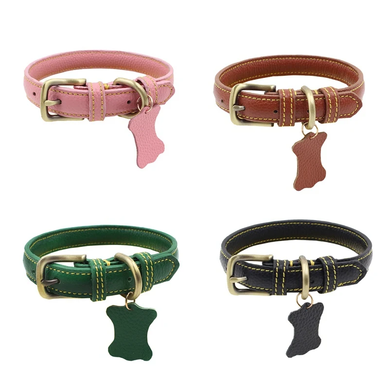 Кожаный ошейник для собак регулируемый с поводком Pitubull немецкая овчарка большие