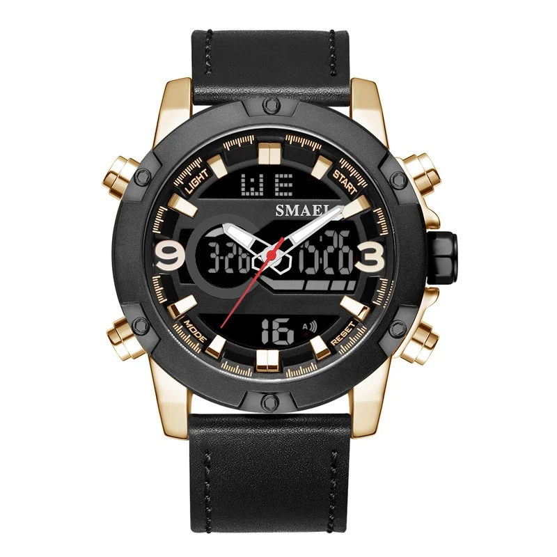 Smael Rose Gold Sport Watch Luxury Brand Watches Mens Digital Watch Silver Army Military Wristwatch Leather Strap Reloj Hombre