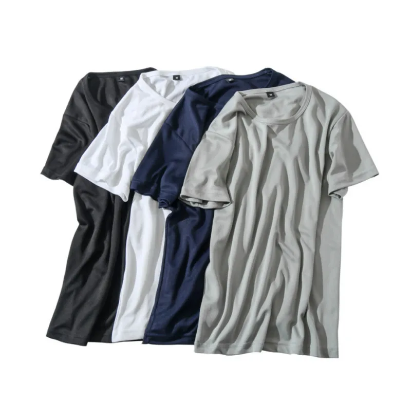 Мужская спортивная быстросохнущая футболка с круглым вырезом для фитнеса и