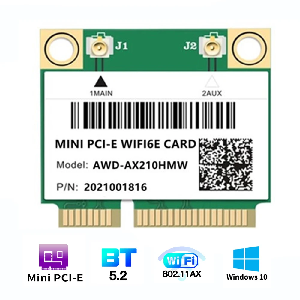 Wi-Fi 6E 3000 Мбит/с Bluetooth 5 2 AX210HMW для беспроводной карты Intel AX210 Mini PCI-E 1/802 AX/ac 4G/5 ГГц