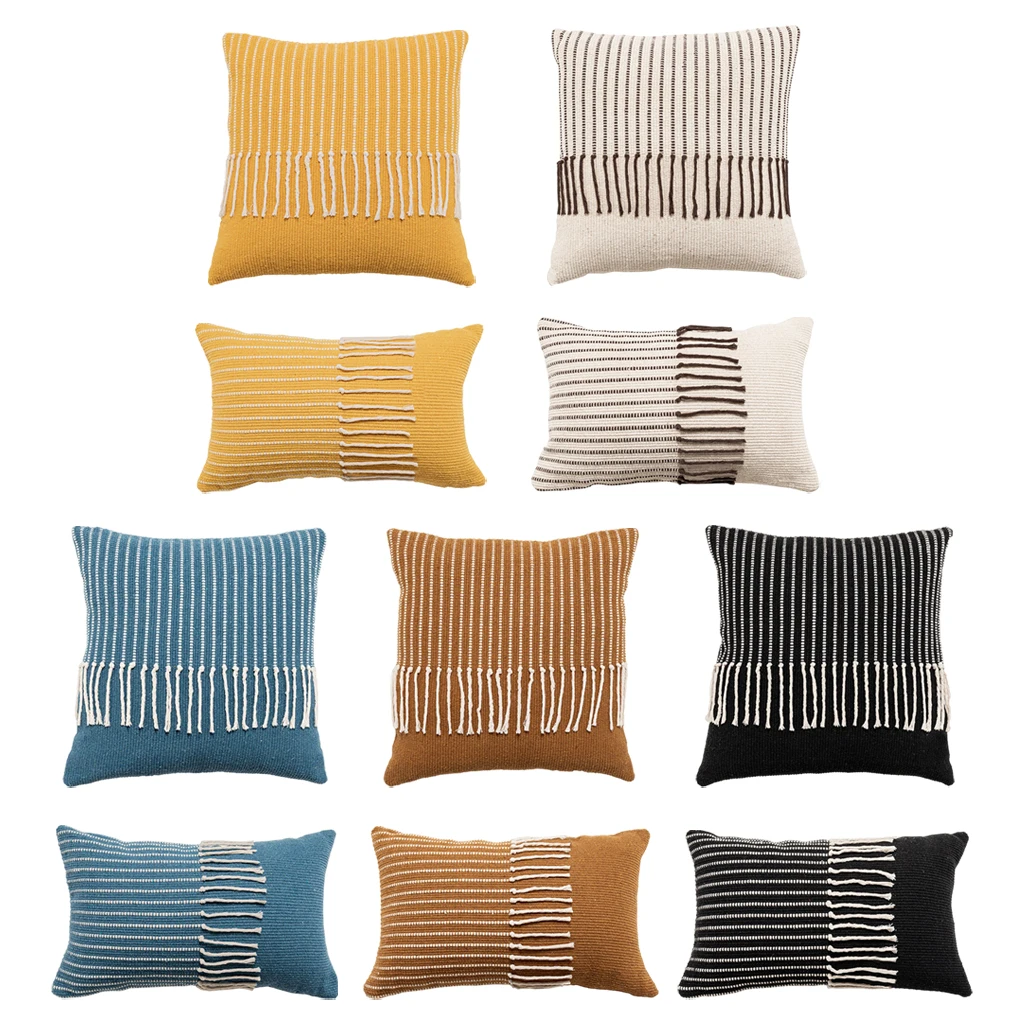 

Morocco Style Cotton Macrame Pillow Cover Skin-friendly Cushion Cover Pillowcase with Tassels for Home Sofa Decorative