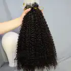 Длинные кудрявые накладные человеческие волосы с микро-петлей маленькие кудрявые монгольские неповрежденные волосы с микробусинами кольцо 100 Пряди 100 г