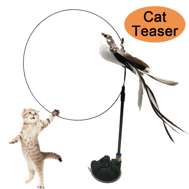 

Cat Toy Simulation Bird interactive Funny Feather Bird with Bell Cat Stick Toy for Kitten Playing Teaser Wand Toys Cat Supplies