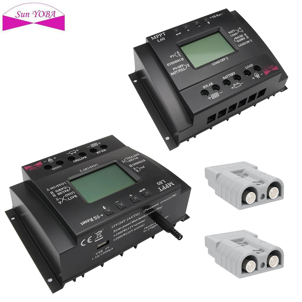 Sun YOBA lcd 60/80A MPPT регулятор солнечной панели + разъем питания|Солнечная батарея| |