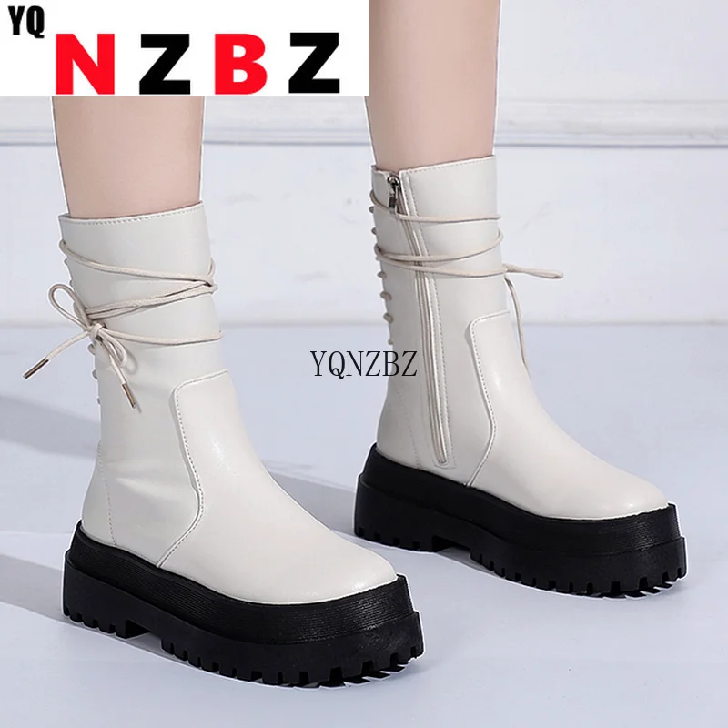 

Женские ботинки на молнии, классические осенние ботинки из искусственной кожи на толстом каблуке, мотоциклетные ботинки в стиле панк и готи...