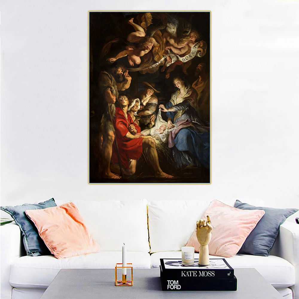 Цитон Питер Пауль Рубенс "Рождение Христа" Холст Изобразительное искусство Живопись Плакат Картина Декор стены Домашнее интерьерное оформление.