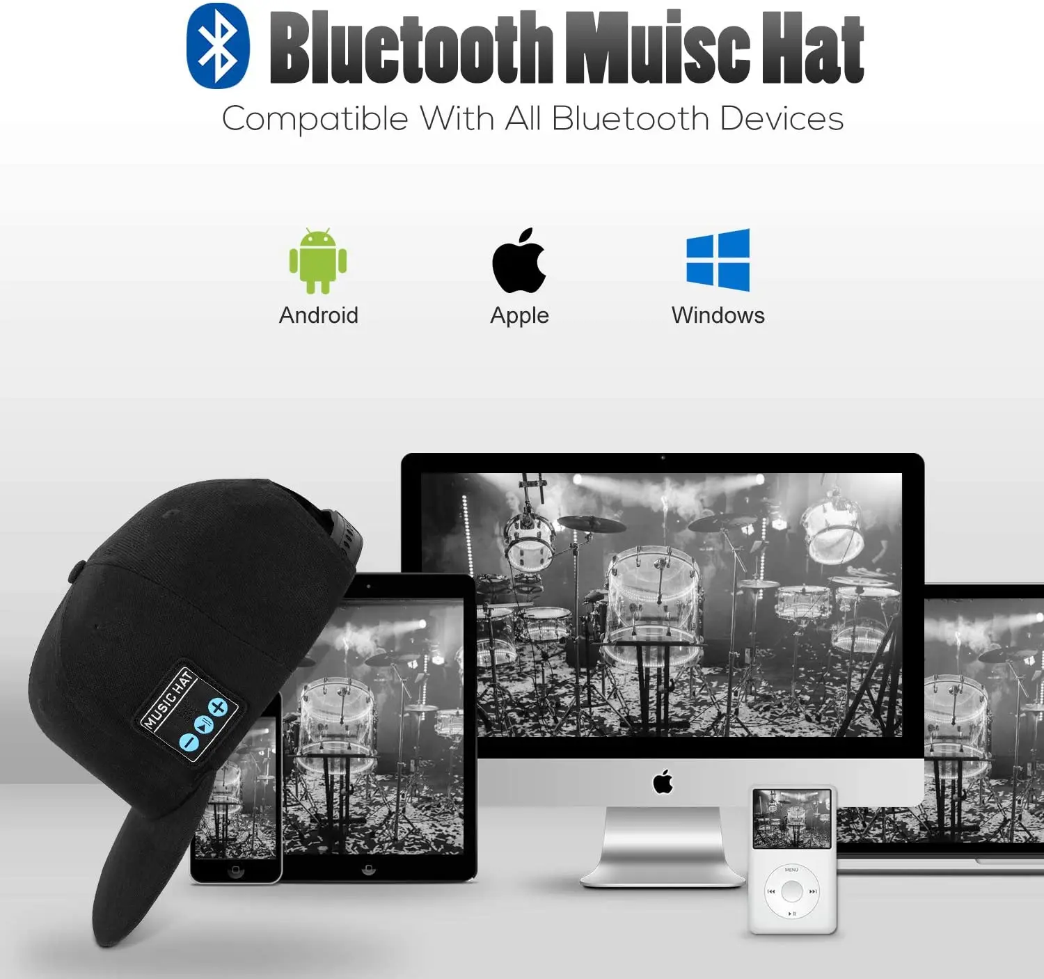 Wireless Bluetooth 5.0 Speaker Hat/Cap with (Inbuilt Microphone) Smart Hat | Безопасность и защита