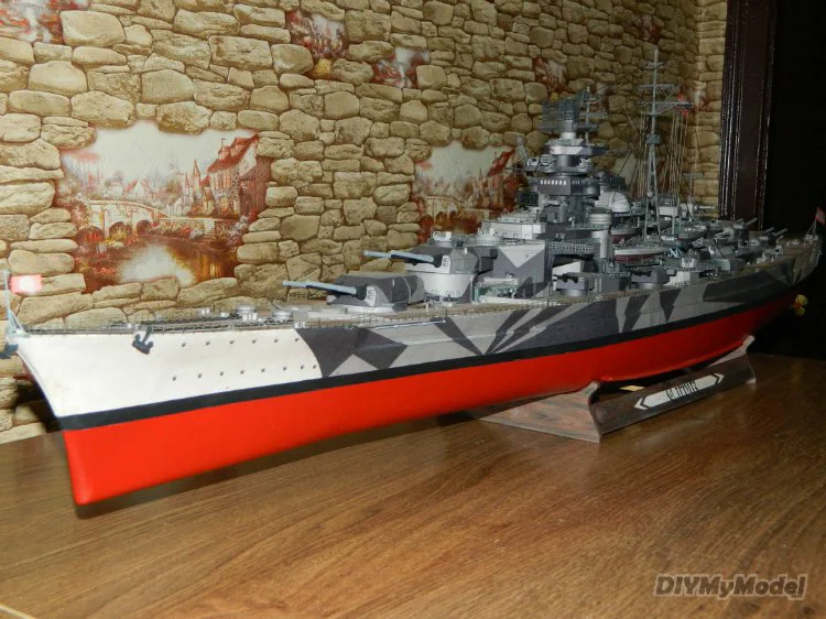 DIYMyModeI-rompecabezas de pel&iacute;cula de la clase alemana Bismarck, tilpitts battleship, manualidades artesanales, Kit de papel, hecho a mano juguete, regalo-2