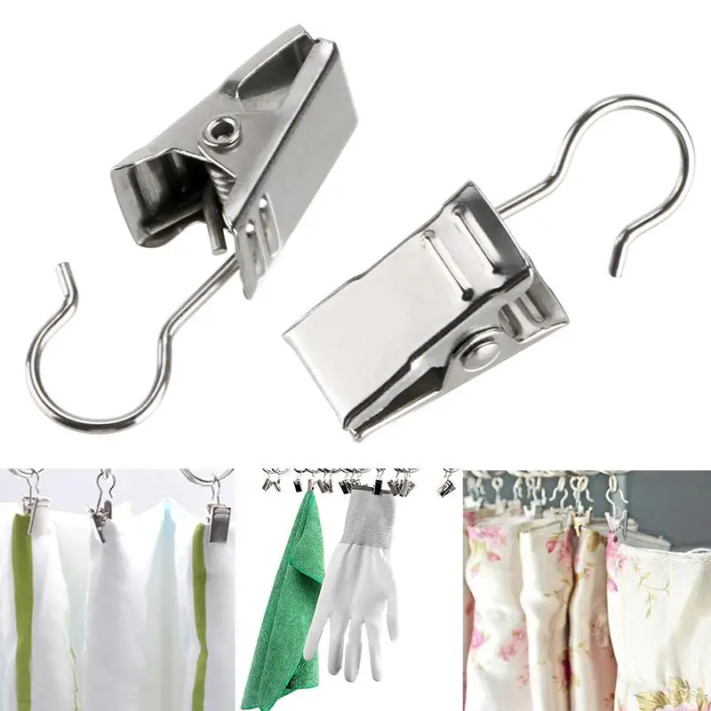 

Curtain Rod Buckle Clips Steel Window Shower Curtain Rod Clips Drapery Decoration Rings Home Clips T1E3