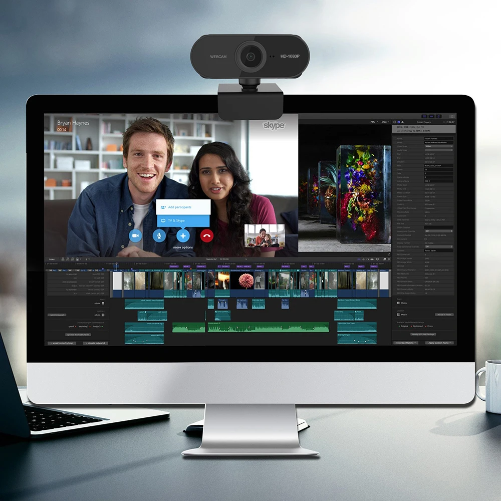 Мини-веб-камера с поворотом HD 1080P веб-камера для пк микрофоном камеры прямой