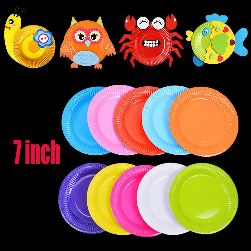 Одноразовые тарелки 10 шт. 7 дюймов разноцветные дисковые торт бумажная сковорода