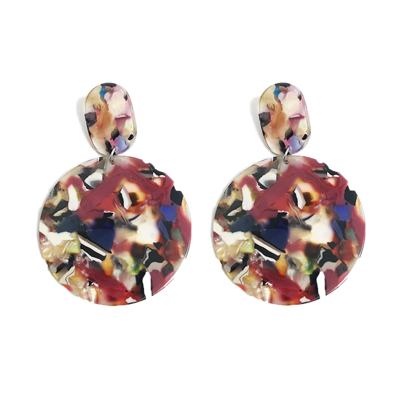 Cpop модные круглые леопардовые серьги для женщин винтажные акриловые с подвеской