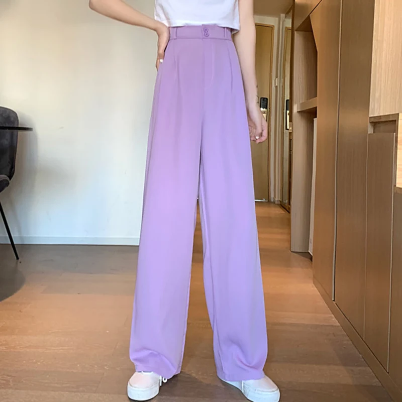 

Cool Women Suits Student Korean Slacks Straight Harem Pants Lady Plus Size 4XL Oversized Autumn Long Purple Trousers