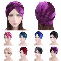 2020 new women velvet turban hat headband muslim hijab caps female soft bandana headband hijabs head wrap hair accessories