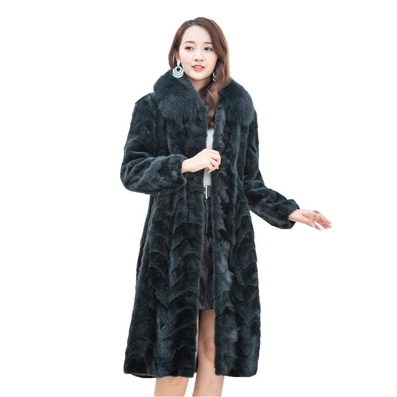 Женская зимняя длинная куртка с воротником Лиса 105 см | одежда