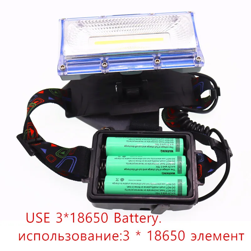 Налобный фонарь COB светодиодный для рыбалки кемпинга 3*18650|Налобные LED-фонари| |