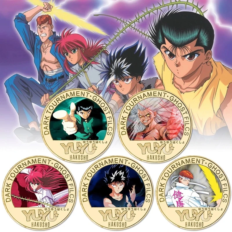 

Японский мультфильм Yuyu-Hakusho золотые Мультяшные монеты наборы иен коллекционные позолоченные монеты на удачу коллекционные монеты сувенирн...