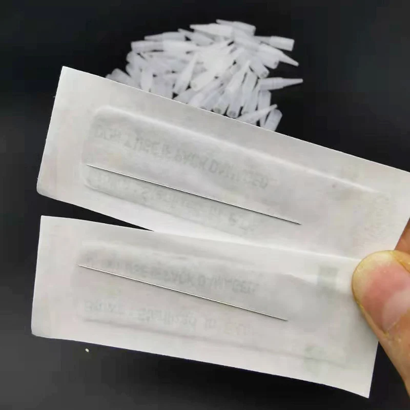 100 шт Пластиковые наконечники 1RL и 100 шт 0,35 мм 1RL ИГЛЫ Перманентный макияж машинка "Goochie" наконечники и иглы