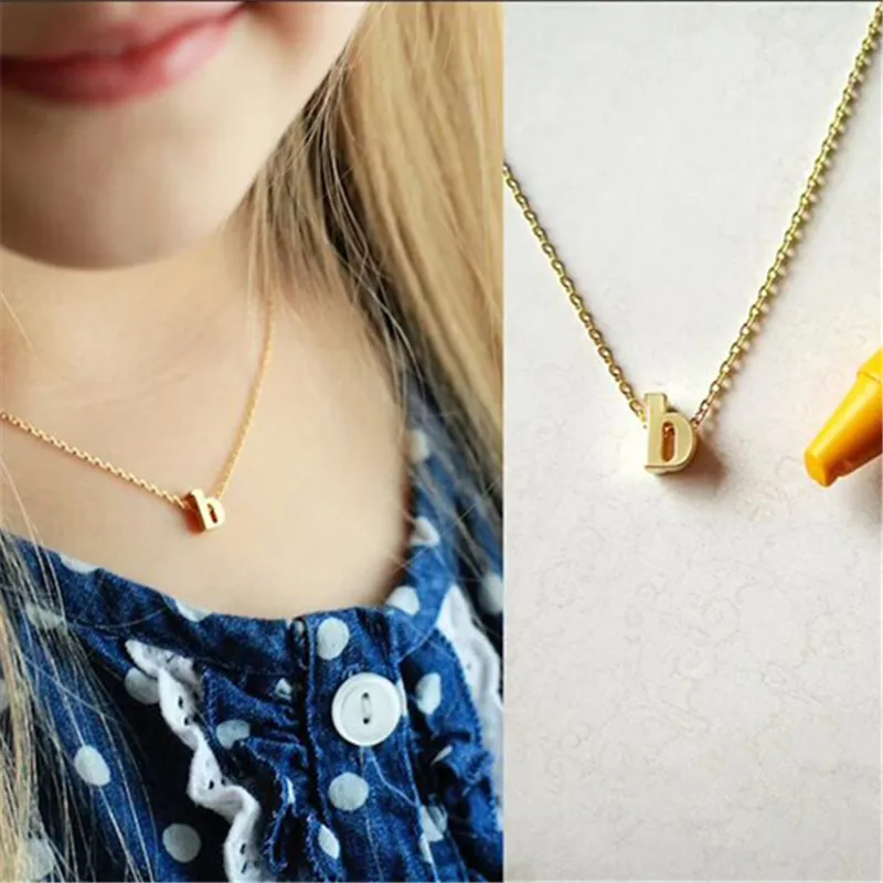 

Kids Tiny Initial Alphabet Letter Necklace Custom 26 English A-Z Cursive Birthday Baby Name Necklace Letters Children