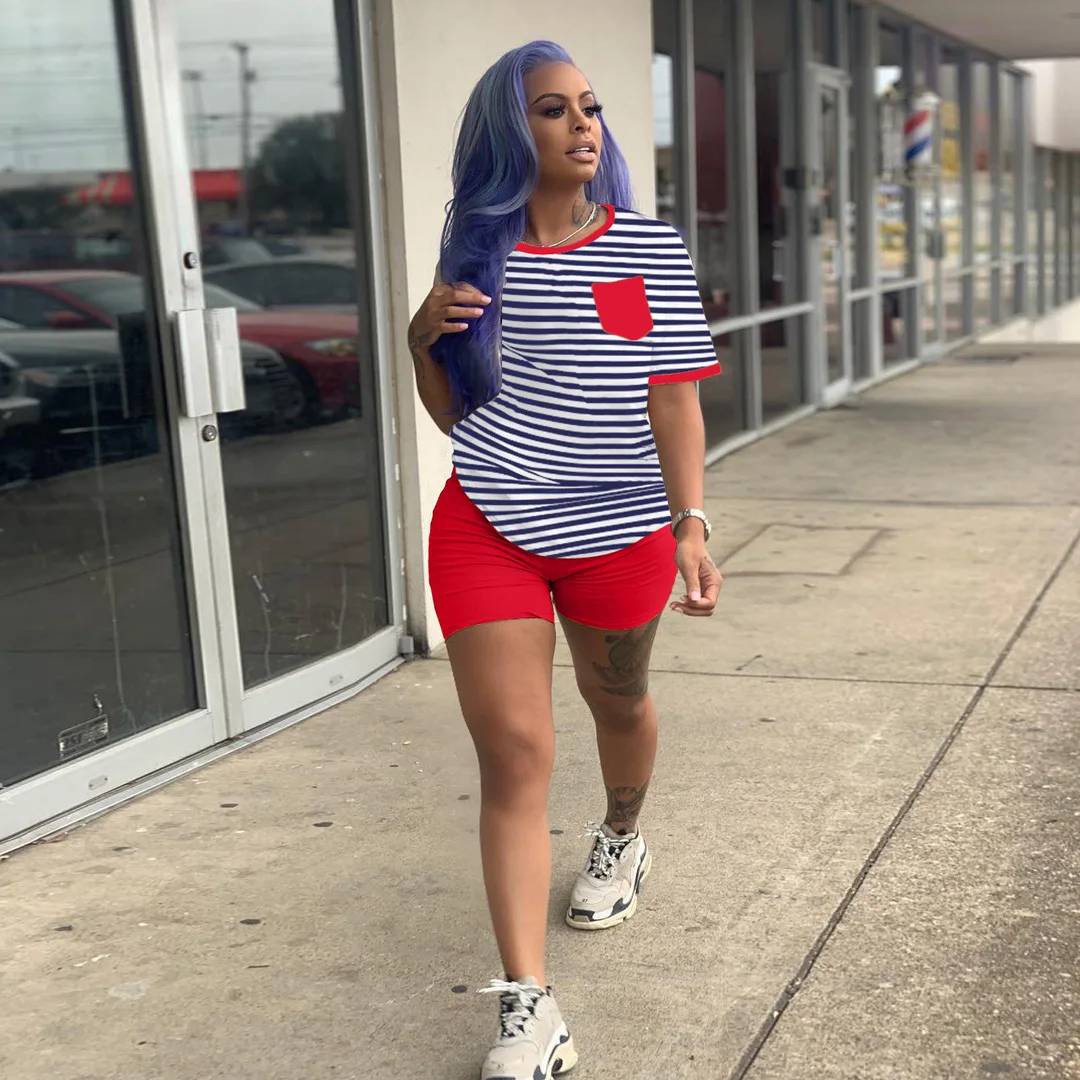 Комплект из двух предметов Летняя одежда для женщин Спортивный костюм Топ в