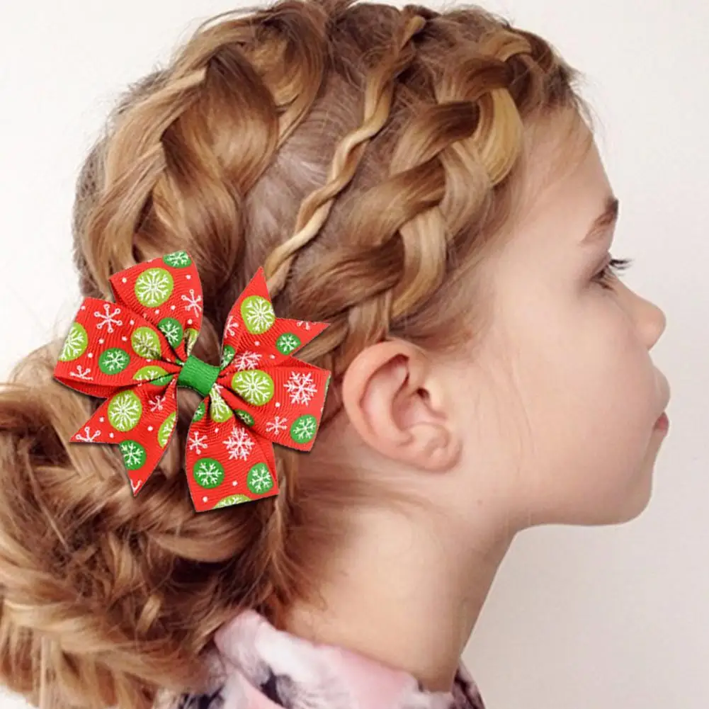 Рождественские заколки для волос с бантом девочек ленты банты детей праздничные