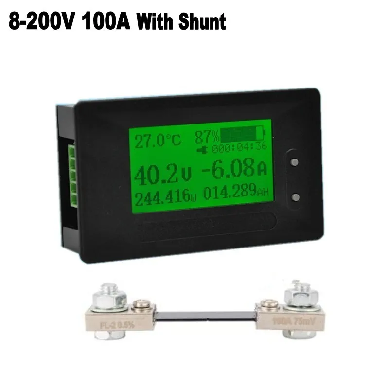 100A With Shunt GC97 DC 8-200 в 500A Вольтметр Амперметр автомобильный тестер батареи кулометр емкость напряжение электричества измеритель мощности 12 в 24 в 48 в - Цвет: 100A With Shunt