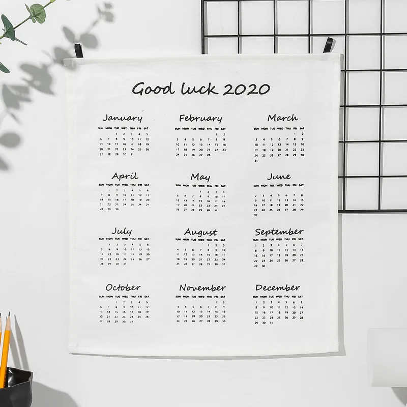 

Simple 2020 Cloth Calendar Yearly Wall Hanging Calendar Home Livingroom Decor Ornament WHShopping