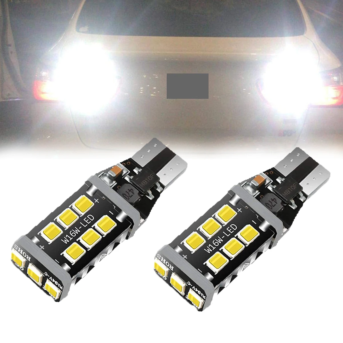 

T15 Led Light Bulb 921 LED Bulb W16W 800LM for Backup Reverse Lights, Xenon White, No Hyper Flash (Pack of 2)