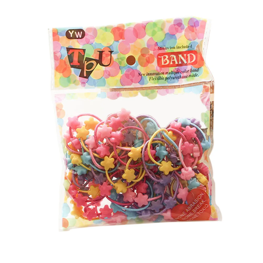 50 шт. Детские двойные бусины с мультипликационным принтом маленькие резинки для