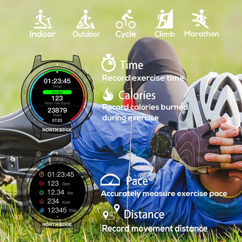 northedge gps smart watch running sport gps watch phone call smartphone waterproof heart rate compass altitude clock free global shipping