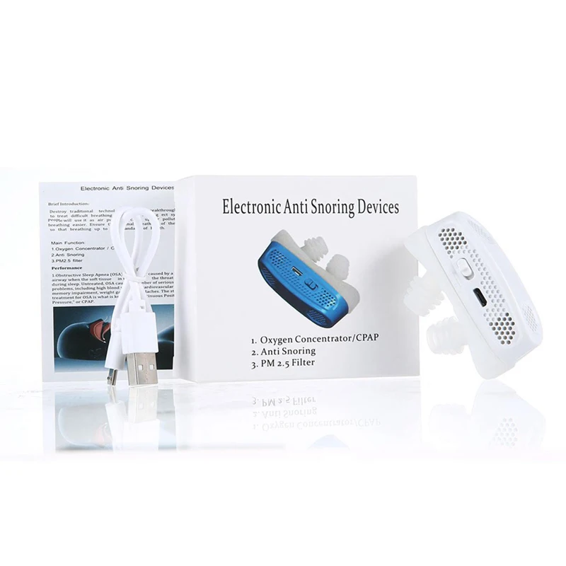 Recharge Electronic CPAP anti snoring device Silicone anti snore air purifier apparatus stop snoring PM2.5 filter Sleep Apnea