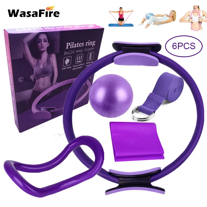 

6PCS Yoga Pilates Circle Yoga Ball Magic Ring Yoga Block Stretch Band Resistance Bands Fitness Workout Fitness Accessories