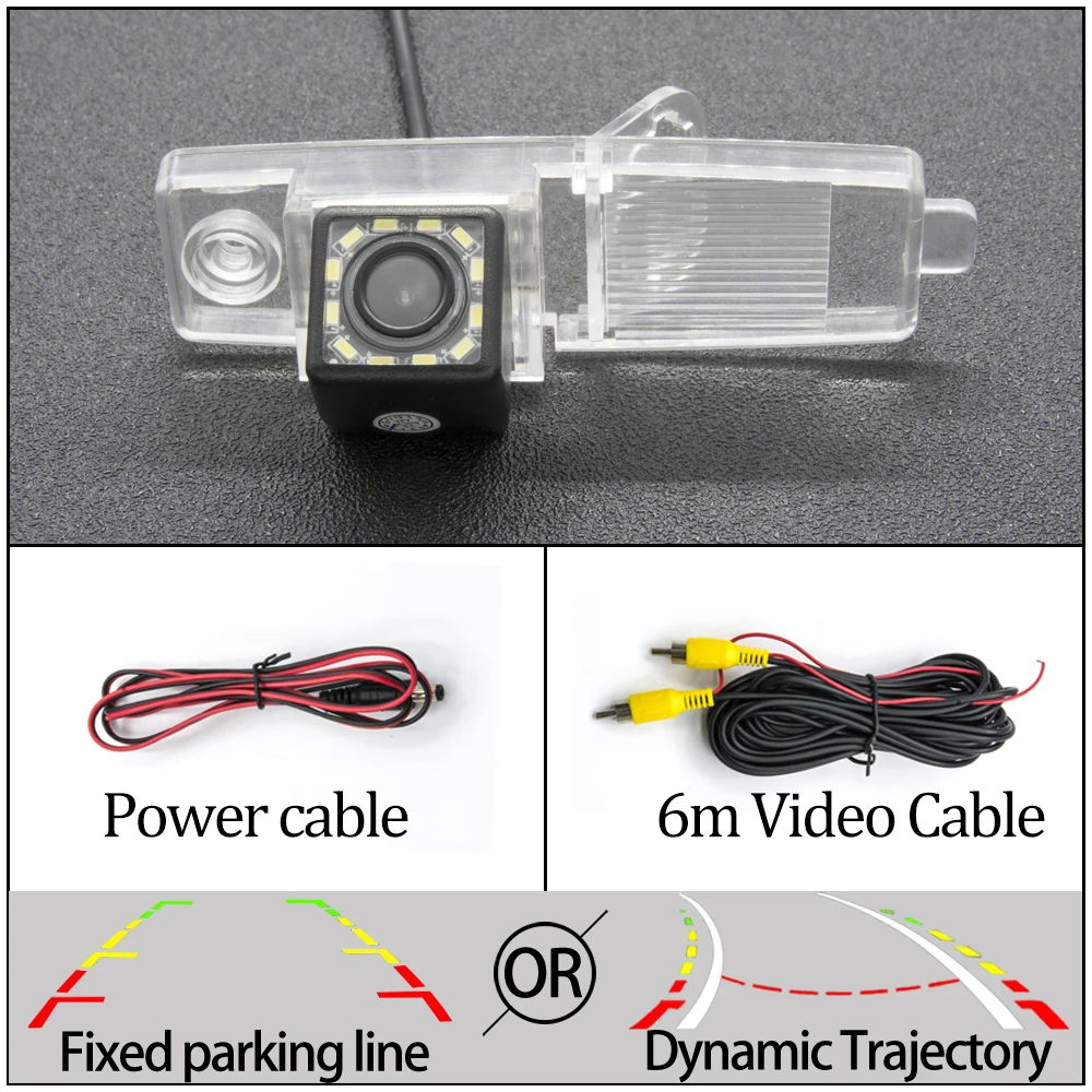 12LED Camera Only Фиксированная или динамическая траектория камера заднего вида для Toyota Highlander Kluger RAV4 RAV 4 2009 2010 2011 2012 Автостоянка аксессуары - Название цвета: 12LED Camera Only
