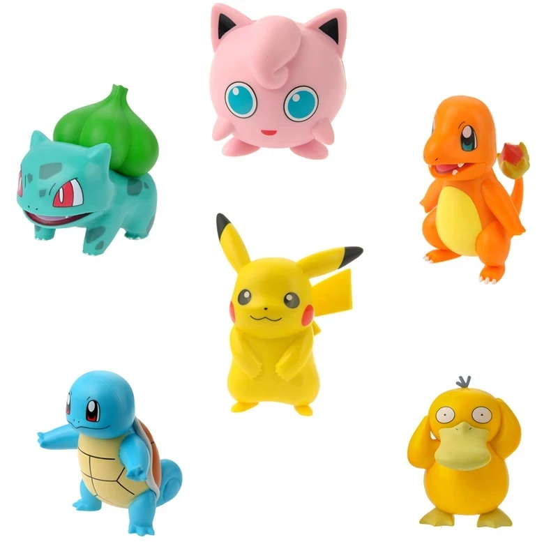 

6 шт./партия Покемон игрушки Charmander Cleffa Пикачу Бульбазавр, Сквиртл, Psyduck карман модель монстра фигурка героя для мальчиков в подарок
