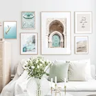 Марокканская дверь море пустыня Цитата пейзаж настенная Картина на холсте скандинавские постеры и принты настенные картины гостиная домашний декор