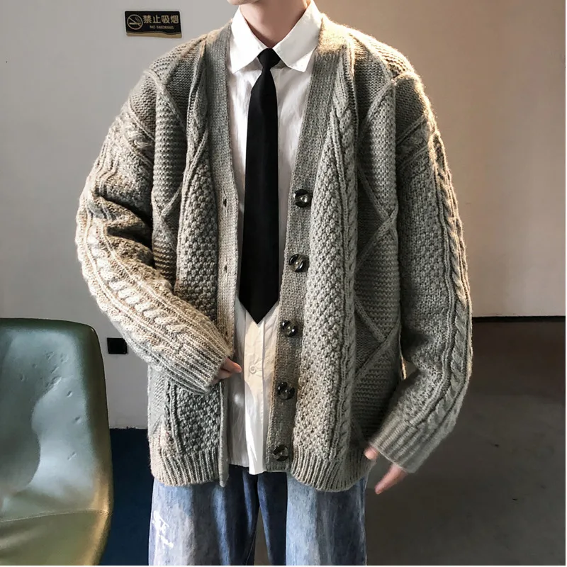 2019 Autumn And Winter New Japanese Retro Loose Outer Jacket Coat Fashion Casual Solid Color Couple Sweater Khaki / Gray M-2XL |