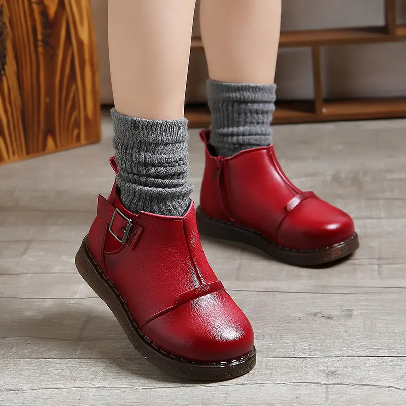 Детские Ботинки martin в стиле ретро Модные ботильоны с пряжкой для мальчиков