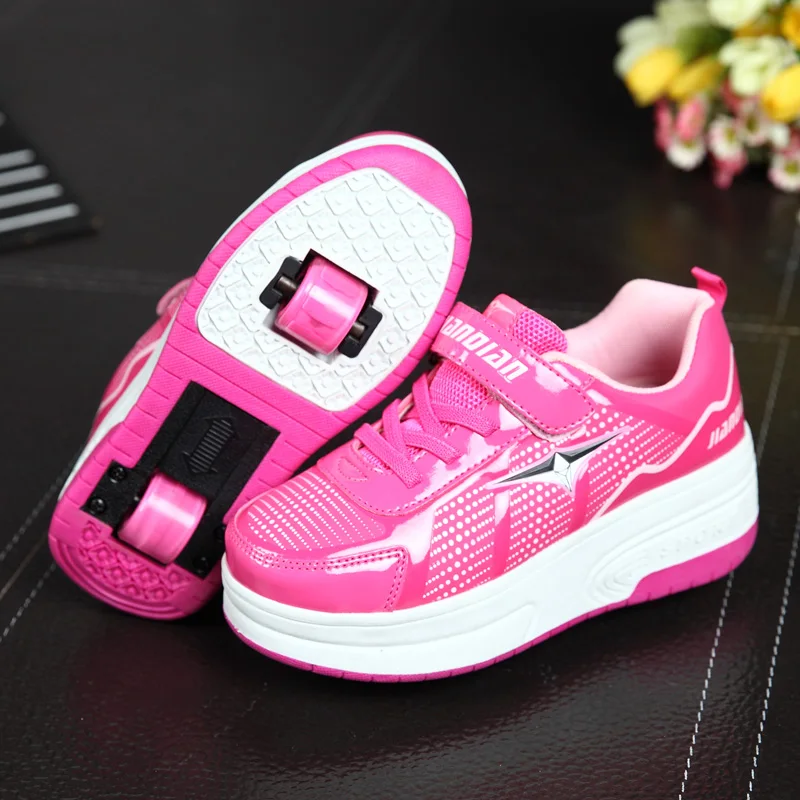 EUR 28-42 NEW Children Junior Roller Skate Shoes Kids Sneakers With Two heelies Boys Girls Wheels Shoes Adult Casual boys Shoes
