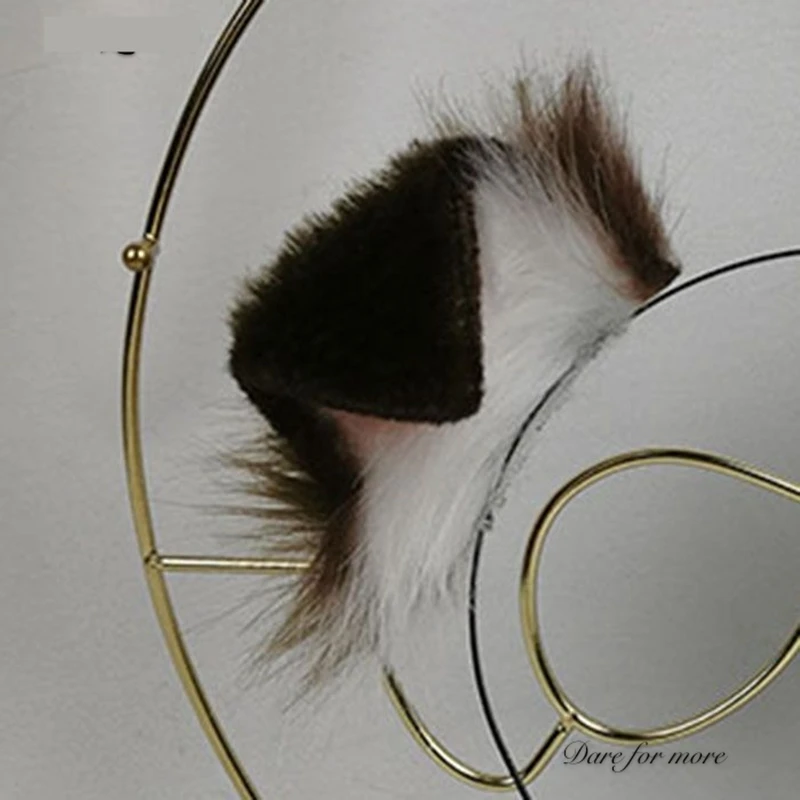 Новинка обруч для волос ручной работы с темно коричневыми ушками собаки головной