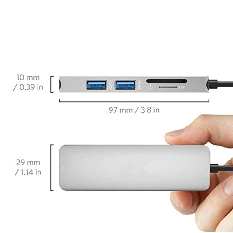 USB-C концентратор HDMI адаптер 5 в 1 ключ usb type-C к кард-ридер 2 порта VDX99 | Электроника
