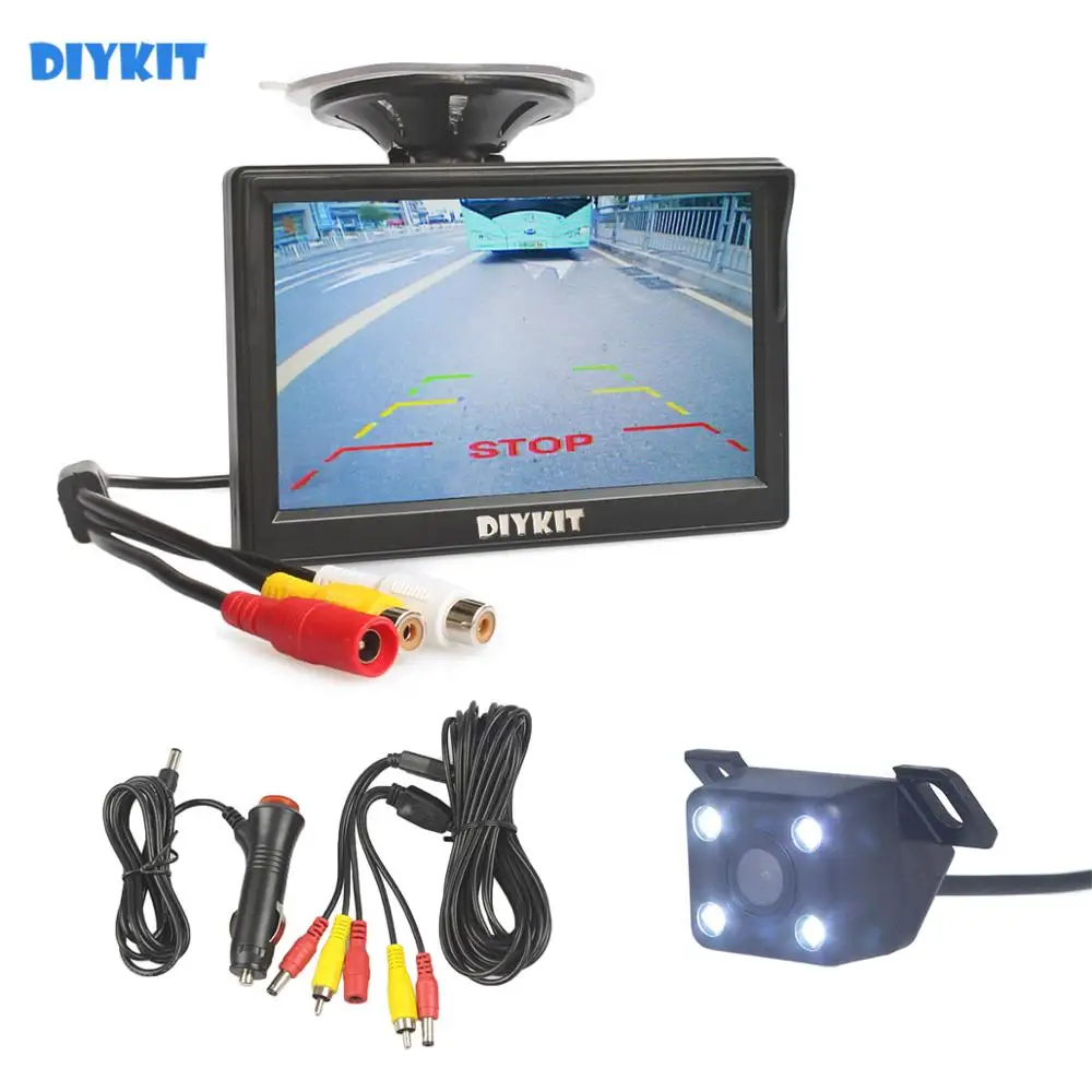 DIYKIT 5 &quotЖК дисплей автомобильный монитор заднего вида + светодиодный кабель