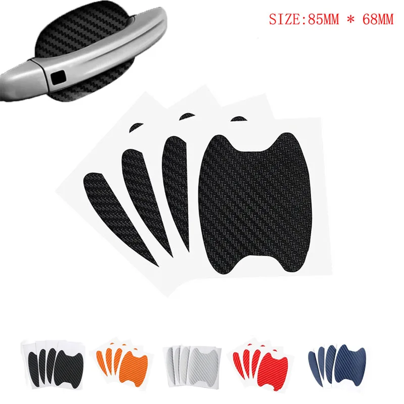 8 шт. наклейка на дверную ручку автомобиля из углеродного волокна защитная пленка
