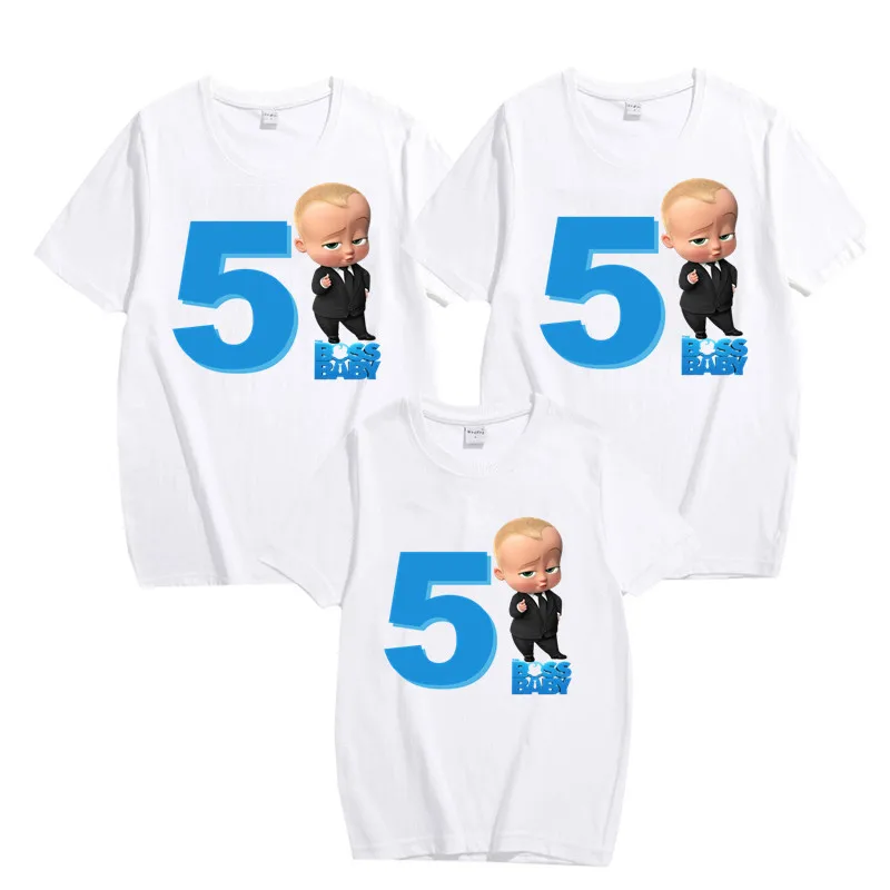 Футболка для всей семьи с надписью Happy Birthday The Boss Baby и цифрой 5 футболка Mommy Me