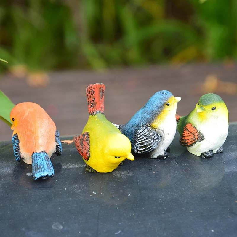 WSFS Hot 4 Pcs/Set Cute Doll Artificial Birds Resin Statue Figurine Model House Home Lawn Garden Decor | Дом и сад