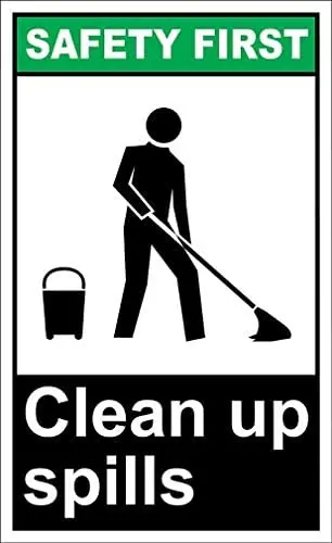 

Clean Up Spills Safety First Metal Sign Retro Home Cafe Bar Pub Wall Decoration Man Cave 12X16 inch