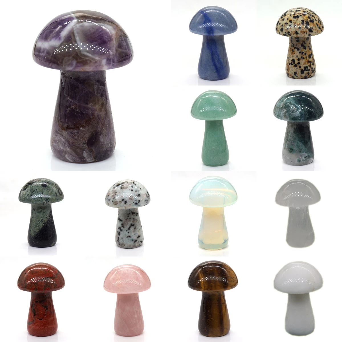 

2" Mushroom Figurine Natural Stones Carved Crafts Decor Quartz Polished Healing Crystal Reiki Gem Statue Gift Room Ornament