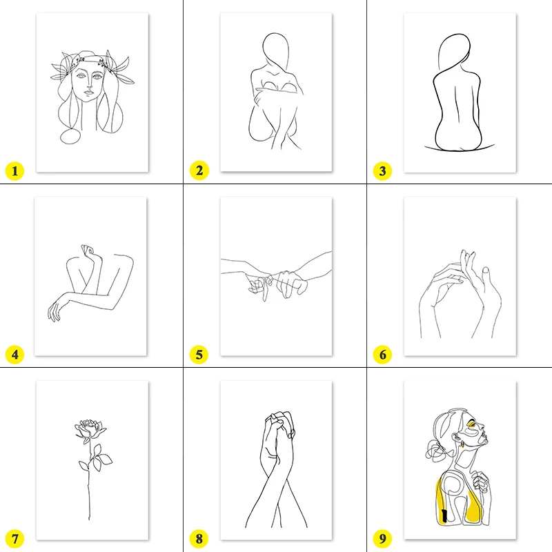 

Modern Art Line Figures Living Room Wall Art Poster Nordic Minimalist Abstract Mural Girl Wall Canvas Painting Prints Home Decor