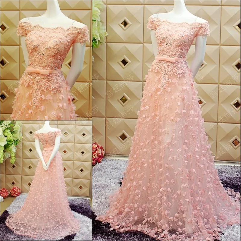 2020 Robe De Soiree розовое элегантное вечернее платье с аппликацией и бантом на рукавах